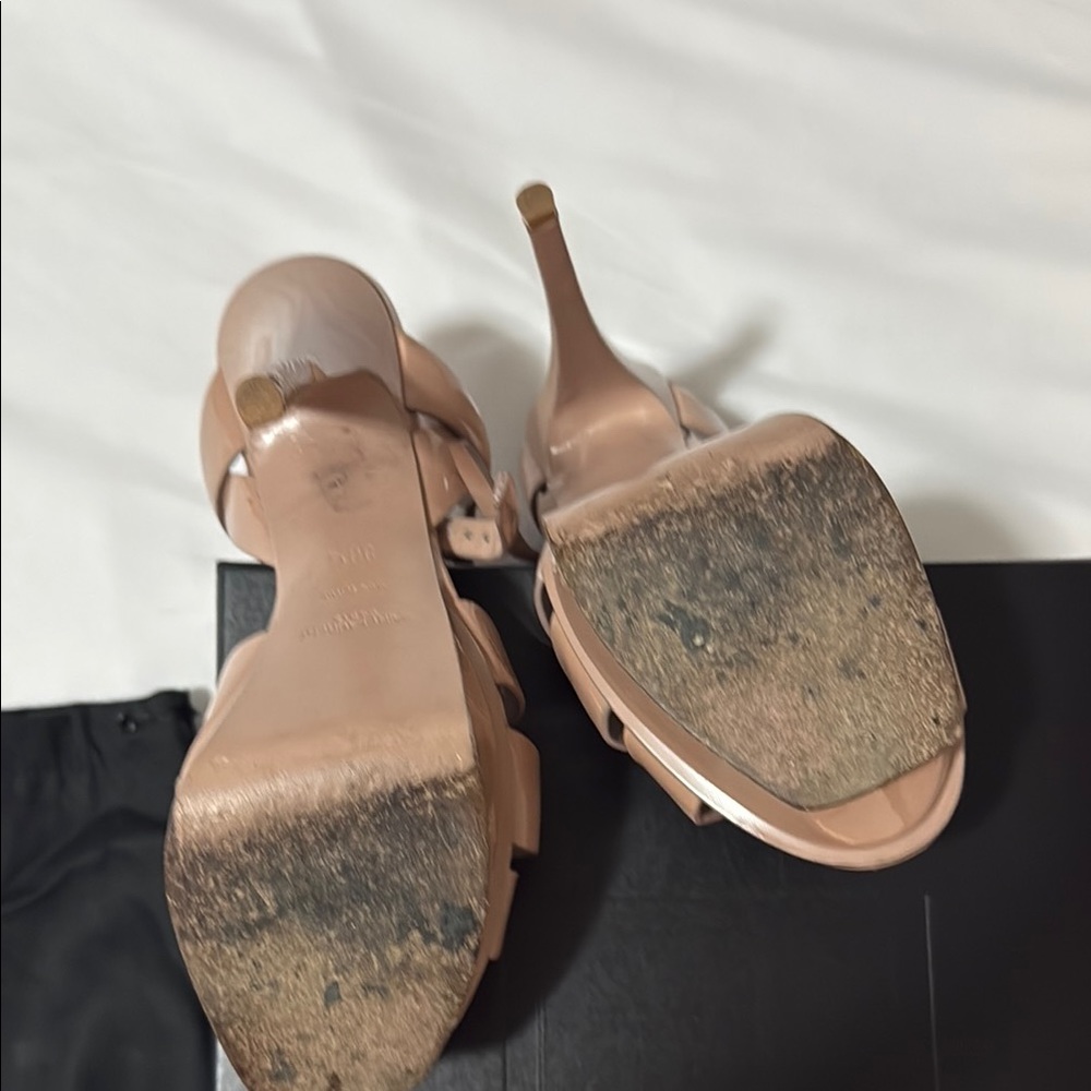 YSL Tribute Platform heels parent nude sz 6.5 - Picture 10 of 16
